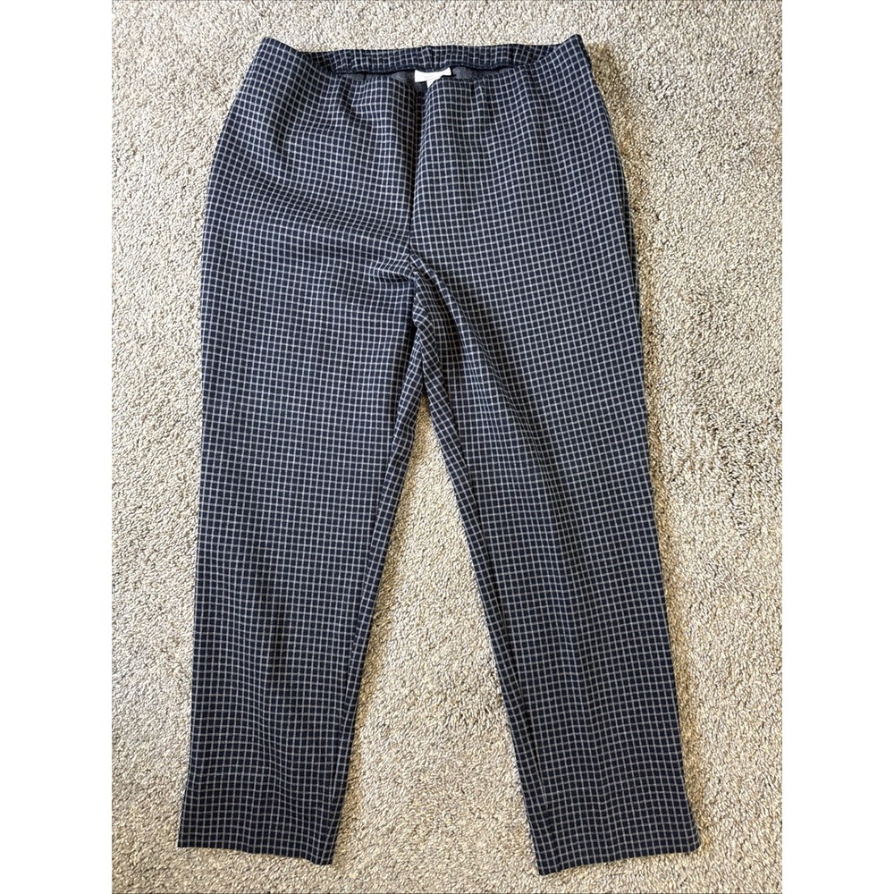 J.Jill Women's Navy and Gray Tiny Checked Slacks Ponte Size‎ Large Petite